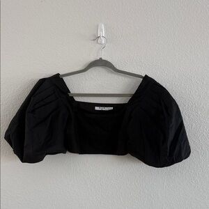 NA-KD Black Puff Sleeve crop